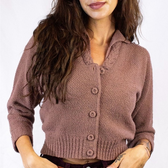 Vintage 50s Kimberly Mauve Cardigan Sweater - Picture 1 of 1